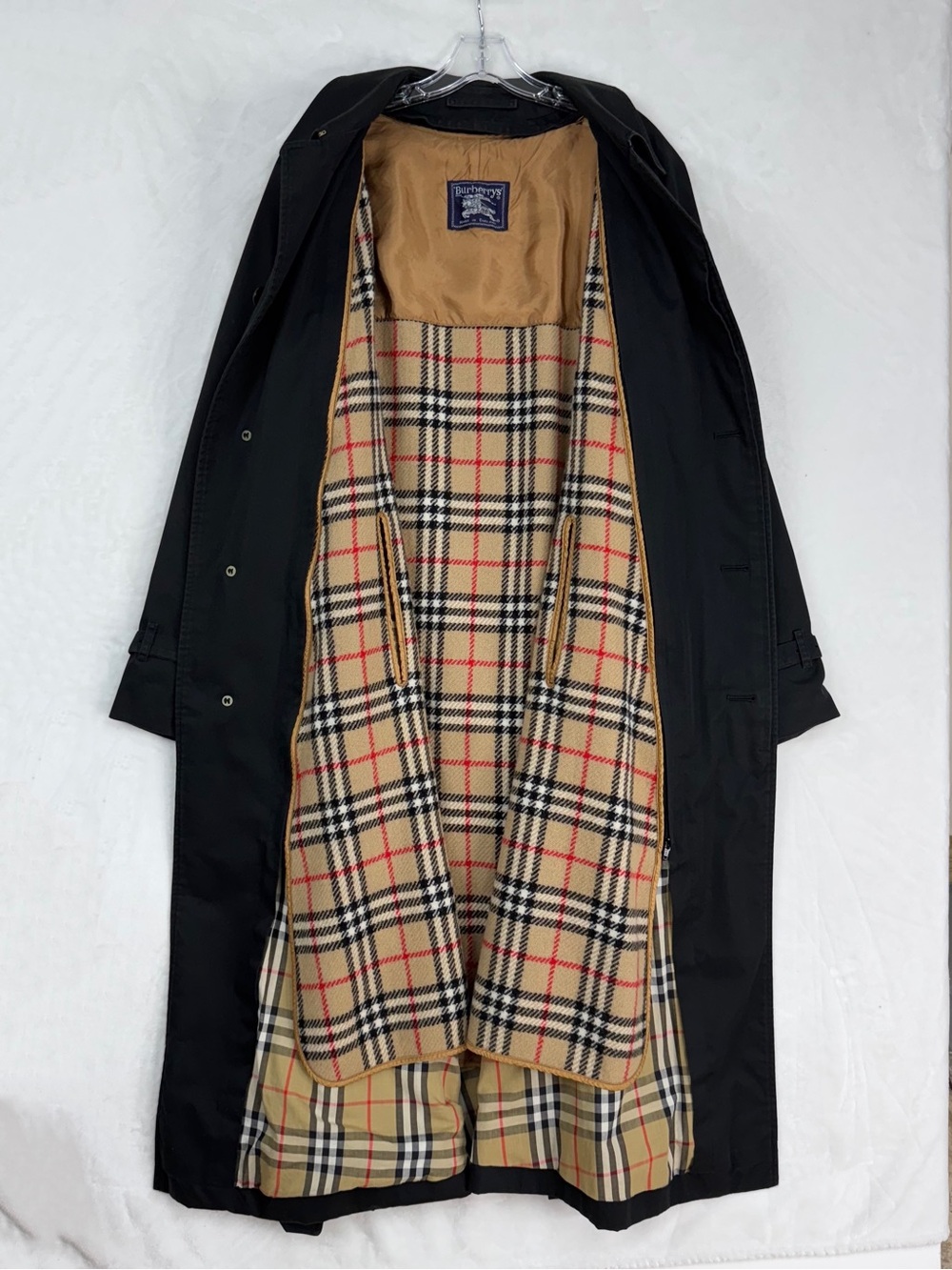 Vintage Burberrys Made in England Wool Lined Nova Check Trench Coat Men's 42 L